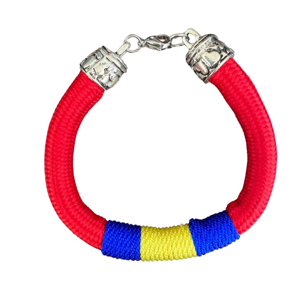 Colombian Artisan Made Necklace & Bracelet Set Hand Crafted Red Medium - Picture 4 of 5